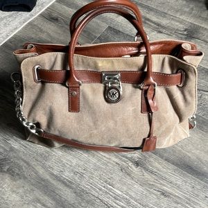 Michael Kors carry all bag (2010). Hemp/mocha canvas/leather.